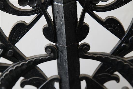 A Coalbrookdale black painted cast iron hall stand, designed by Dr Christopher Dresser, c.1867, H.5ft 6in.